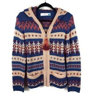 Anthropologie Sparrow Fair Isle Hooded Cardigan